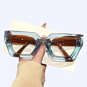 GLACIER LUX   - Frosted Blue & Amber Dual-Tone Acetate Frame with UV400 Protection & Gradient Icy Tint Sunglasses