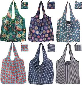 Reusable Grocery Bags 6 Pack 50Lbs Foldable Fashion Washable Shopping Bags Large Tote Bags Groceries