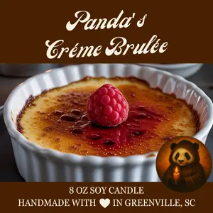 Panda's Crème brûlée - 8 oz Soy Candle - Panda's Fall Flavors Collection - Hand-Poured in Greenville, SC