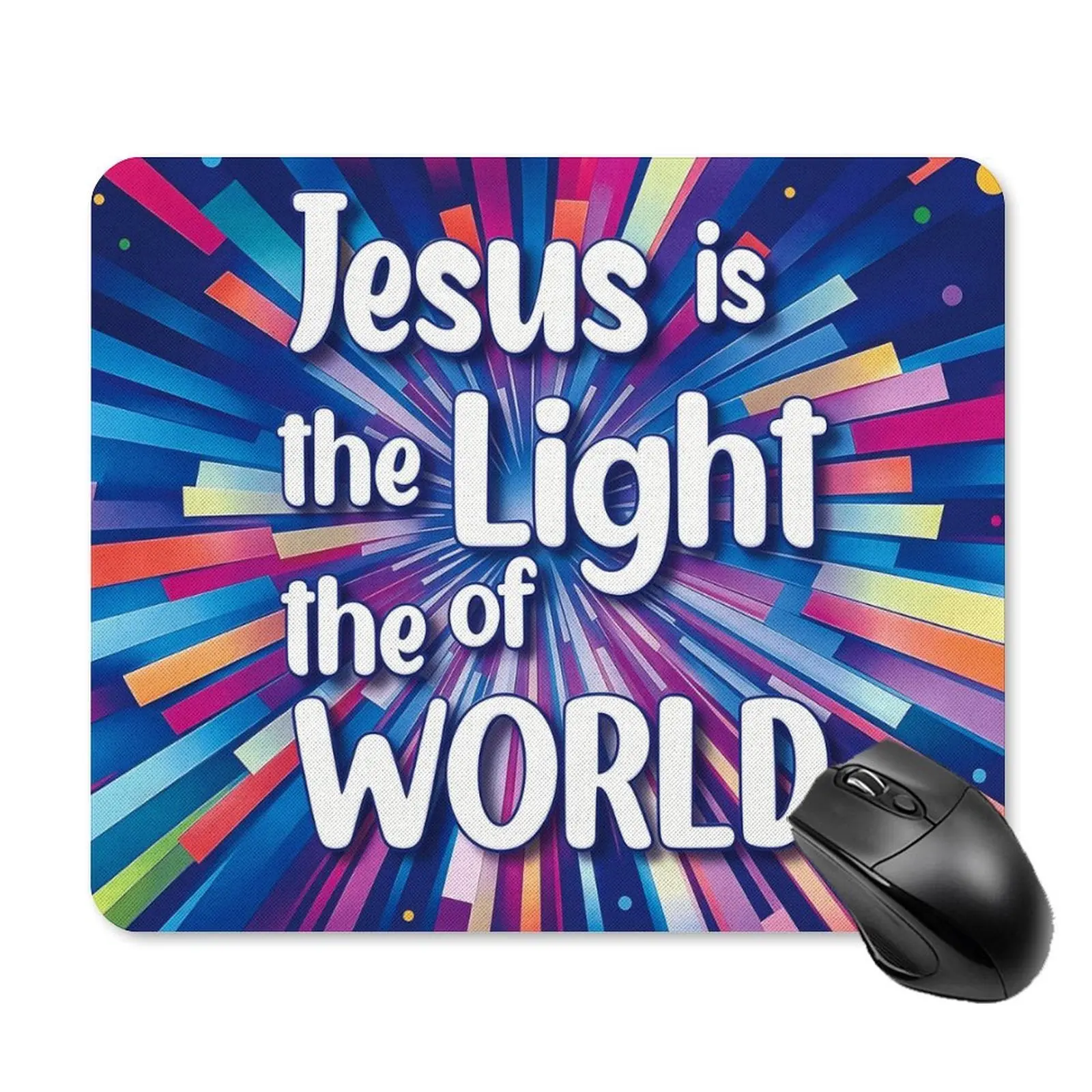 Christian Religious Desk Mouse Pad - Vibrant Faith-Based Indoor Computer Mousepad for Home, Office, 11.8"x9.8" (Jesus is the Light of the World)