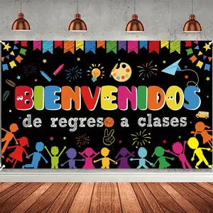 1pc Polyester Back to School Banner - Themed, Versatile Dimensions, Indoor-Outdoor Wall Display, Warm Classroom Decor, Ideal for Birthday Parties