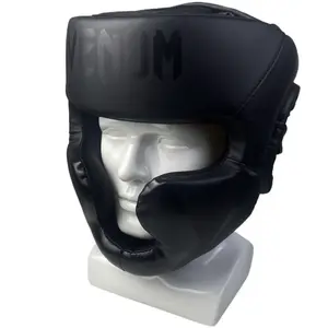 PU Leather Face & Head Protection Boxing Helmet, Thickened Muay Thai Sandbag Training Headgear, Adult & Kids Punching Bag Gear, Three Colors Available