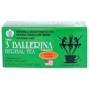 3 Ballerina Tea Dieters Drink Extra Strength – Orange Flavor – 18 Tea Bags, Naturally Decaffeinated Herbal Detox Tea