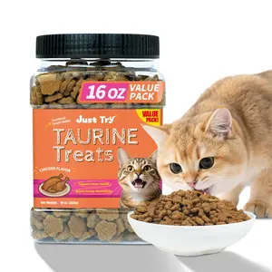 【Live Falsh Sale】Just Try 16 OZ Taurine Treats with Coenzyme Q10 for Cats - Coq10 & Taurine for Cat to Support Feline Heart Health - Chicken Flavored Chews - Vitamins Snacks Treats