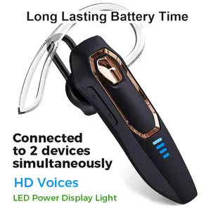 DY20Plus Bluetooth 5.4 Wireless Headset, 36H Talk Time Single Ear Earpiece with AI Noise Cancelling Dual Mic, Mute Button, Voice Assistant, LED Power Display, Type-C, Connect 2 Devices – Hands Free Headphone for Cell Phone, Truck Driver & Business