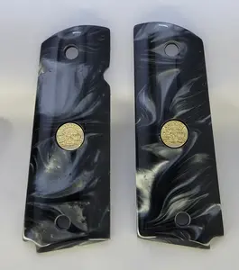 1911 Full Size Panels – Black Pearl Acrylic Custom Panel Set with Gold 250th Anniversary Medallions