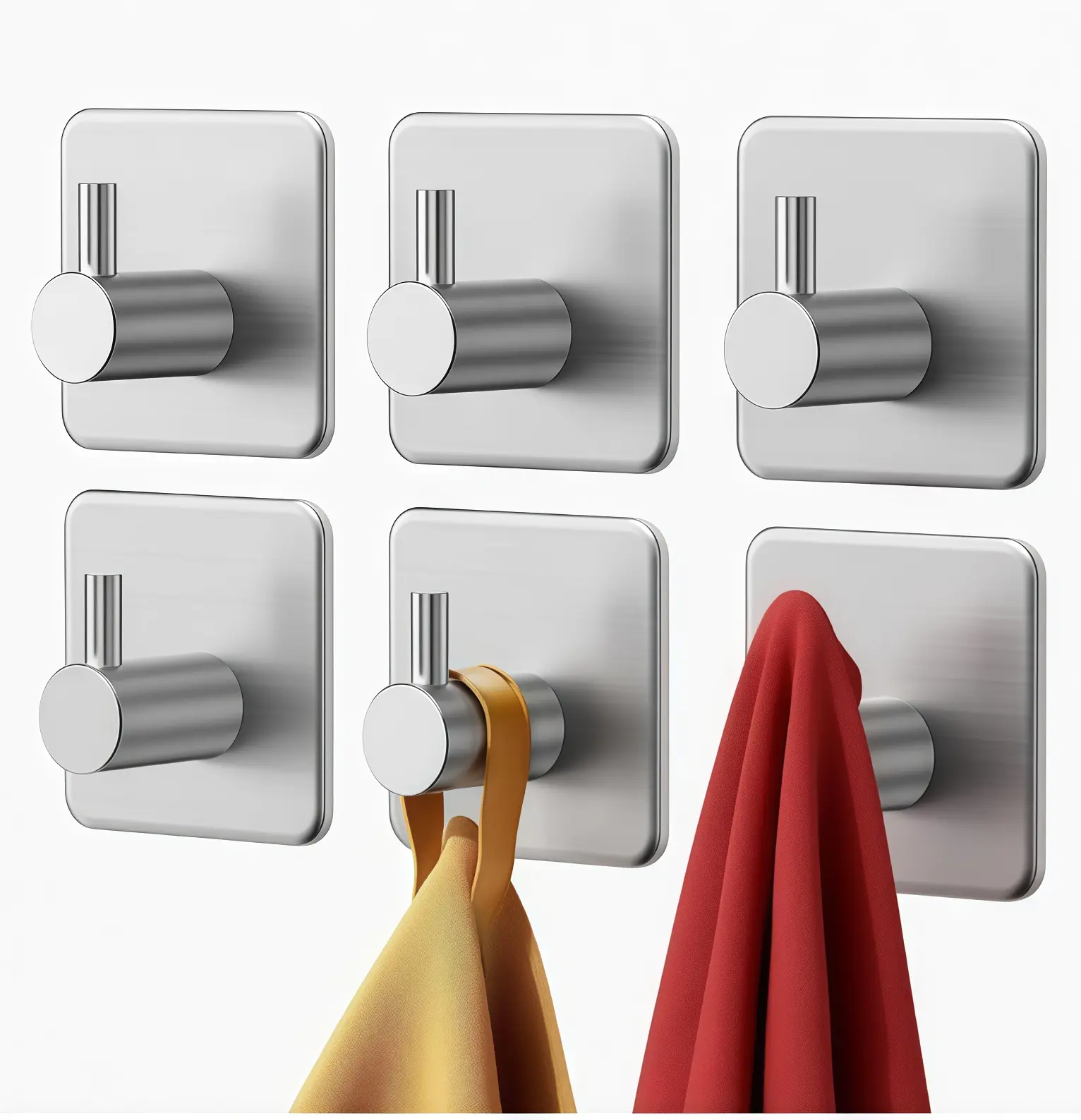 Auxmir Heavy Duty Adhesive Hooks, 5 Pack ,Stainless Steel No Drill Wall Hooks, Waterproof Oilproof Rustproof Hanging Hooks for Towels, Coats, Robes, Bathroom, Kitchen & Office