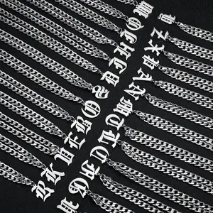 Fashionable and Minimalist Hip-hop Cuban Chain A-Z, 26 English Initials Pendant Stainless Steel Men's Necklace, Daily, Party, Gift Jewelry for MenGift