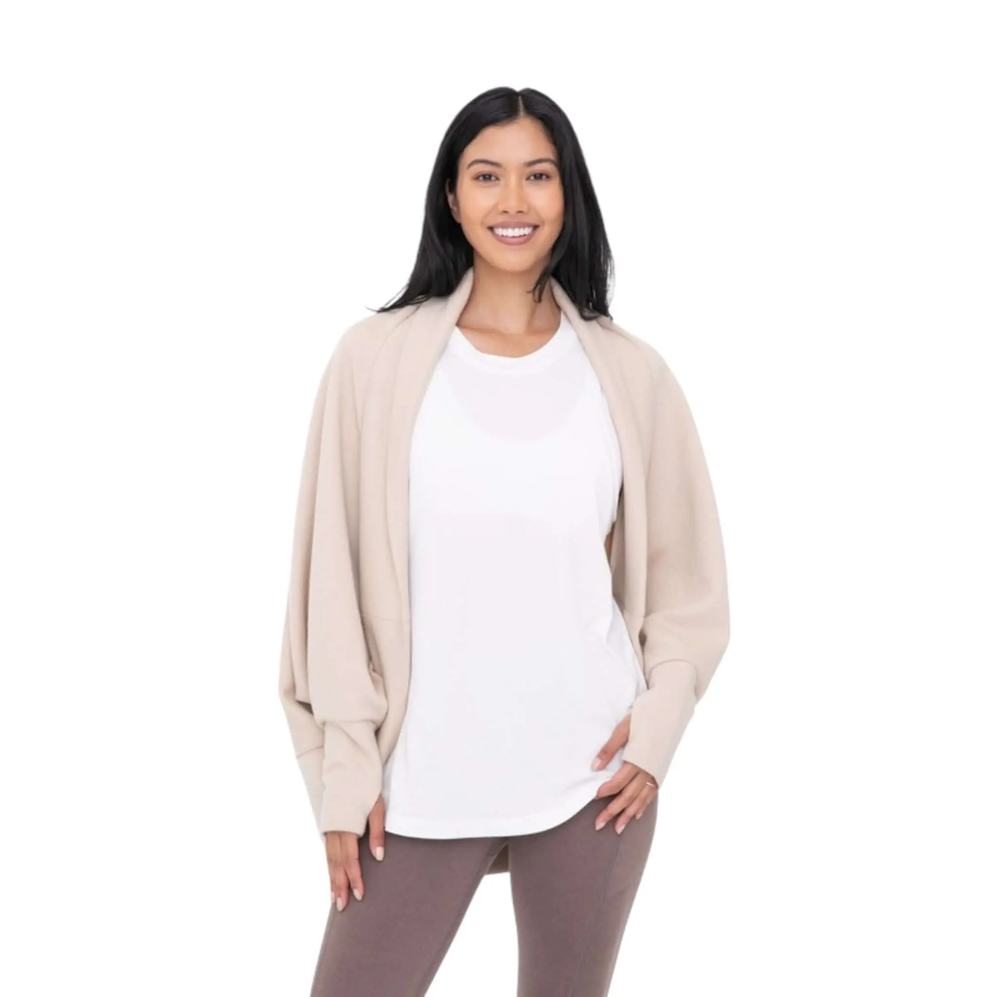 Cream Open Front Shawl - Lightweight Design, Versatile for Everyday Wear, Perfect for Layering and Styling