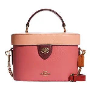 COACH Kay 20 Pebbled Leather Contrast Tassel Shoulder Bag for Women – Gradient Blush Pink