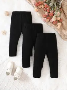 3-Pack Toddler Girl Knit Thermal Long Pants, Soft, Simple, and Versatile for Fall and Winter, Comfortable and Cozy for Casual Wear, Girls' Clothing