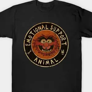 Emotional Support Animal Graphic Cotton T-Shirt, Valentine's Day Gift for Animal Lovers, Cute Oversized Comfort Casual Outfit