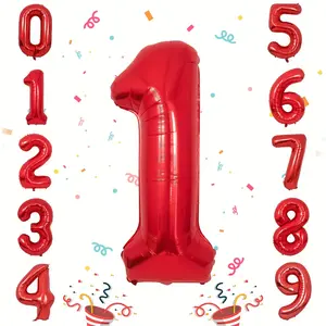 1pc, Red Foil Number Balloon, 16in Aluminum Foil Number Balloon, Happy Birthday Party Decoration, Scene Decoration, Festival Accessories, Birthday Party Supplies, Home Decoration