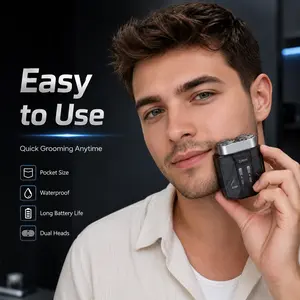 Zytron-Men's Portable Dual Engine Mecha Razor Transparent Digital Compact Razor Electric Portable Razor