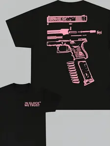 We Trust " Double-Sided Printed T-Shirt, Light Pink, Unisex, Men's Gift, Casual Men's Cotton T-Shirt.