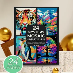 Adult Coloring Book, Mosaic Art Style Stress Relief, Mystery Mosaic Design, Digital Coloring Pages, No Pens Included