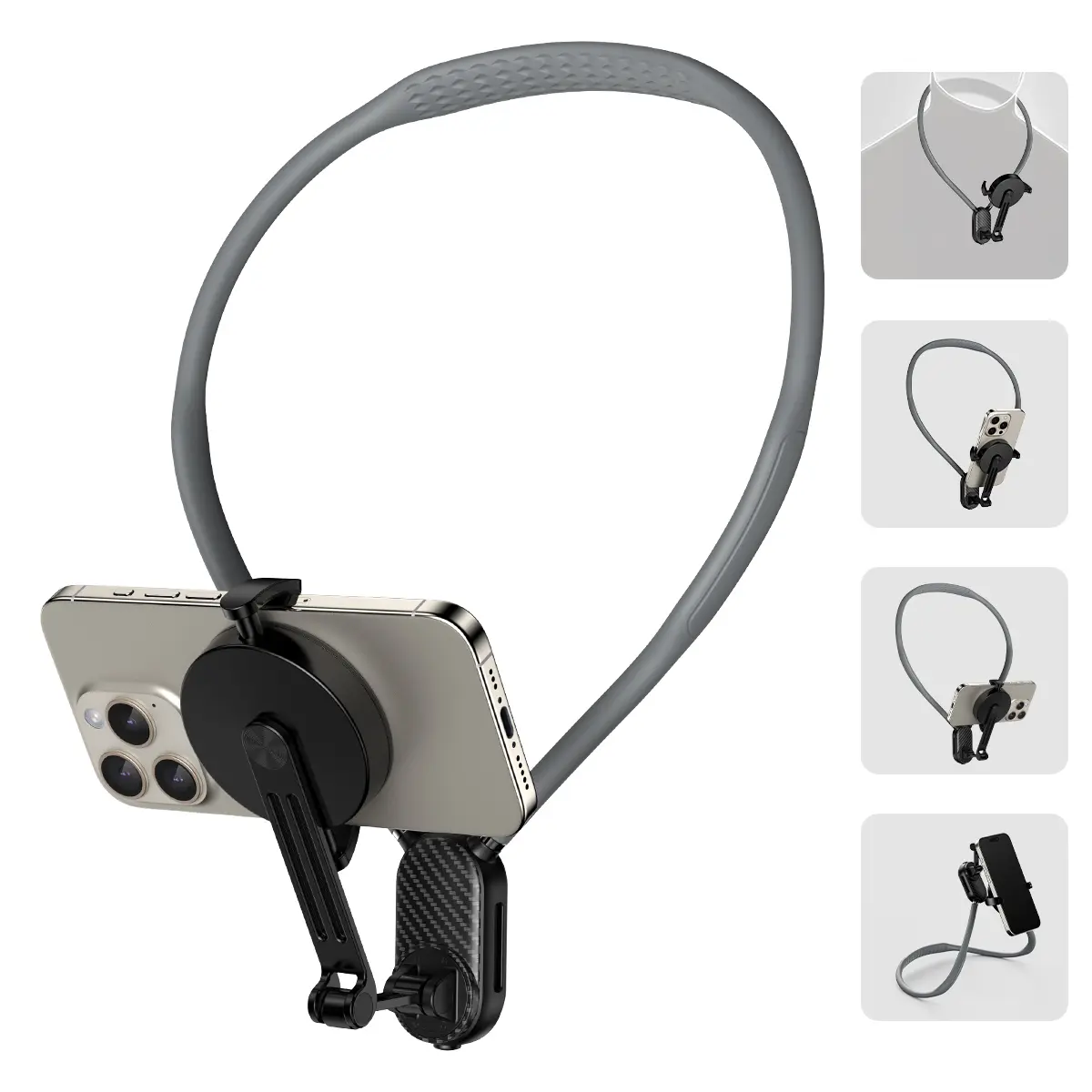 Magnetic Neck Mount for Phones,Hands-Free POV/Vlog Holder, Chest Strap for iPhone 16 15 14 13, Android, and Smartphone,Neck magnet Phone Holder Stand for 360 °   Adjustable Cellphone Silicone neck tripod