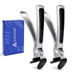 SOLEADER Plate Gripper Compatible With Pizza Pan,Non-Slip Pan Gripper,Hot Plate Bowl Retriever with Food Out from Pots,For Egg Custard For Jidangeng,For Microwave Toaster Oven Steamer,Pack of 2 Air Fryer Kitchen Steel Stainless Fryer Bakeware