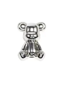 Electroplated Silver Color Bear Pendant DIY Handmade Necklace, Hollow Acrylic 3D Charm, Unique Jewelry Accessory for Crafting