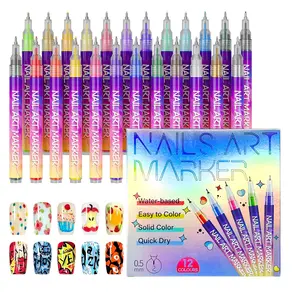 12/24 Color Stainless Steel Nail Art Pen Set, DIY Nail Tool Kit, Professional Nail Art Supplies, Home & Salon Use, Perfect Gift for Women, Nail Art Kits
