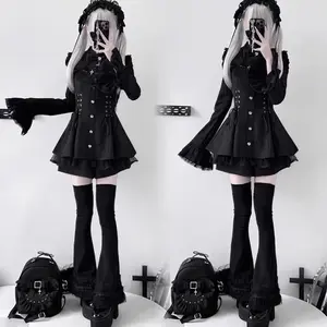 Lolita Bow Lace Long-Sleeve Mini Dress |   Gothic Sweet Style # LolitaFashion # BowLaceDress # GothicSweetOOTD # TeaPartyWear # ConventionOutfit # WomensKawaiiWear