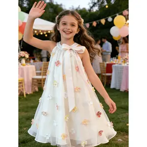 Girls' Dress, a Perfect Easter Gift for Kids, Sleeveless Mesh Dress, Summer Outfit for Children, Princess Dress for Girls, Suitable for Beach Vacations And Everyday Trendy Wear, for Children Aged 3 And Above