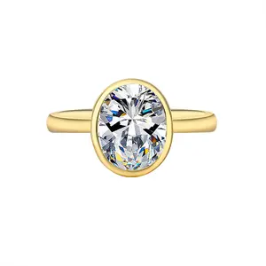Timeless Elegance Oval 2 Carat Synthesis Moissanite Sterling Silver Ring Engagement Wedding Bands Solitaire Ring