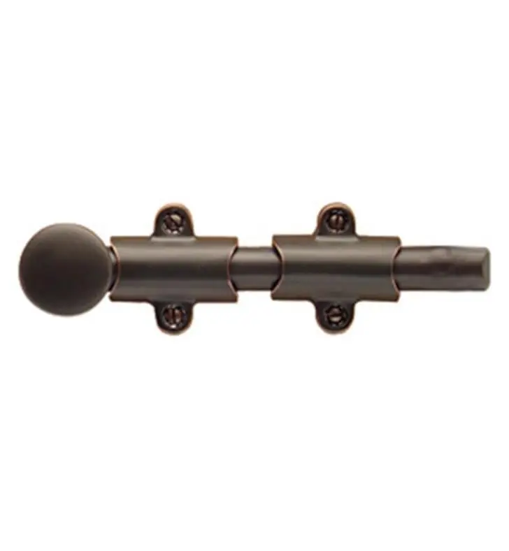 Emtek 8511MB 6 in. Solid Brass Surface Mount Door Lock Surface Bolt with 3 Strikes - Lip, Mortise, Angle Strikes, Medium Bronze Door Hardware, Door Locks, No
