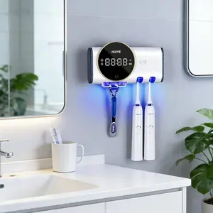 New Wall-Mounted Toothbrush and Shaver Disinfector, Smart UV Detachable No-Trace Toothbrush Cleaner with LED Screen, Toothbrush Holder, Personal Care Appliance