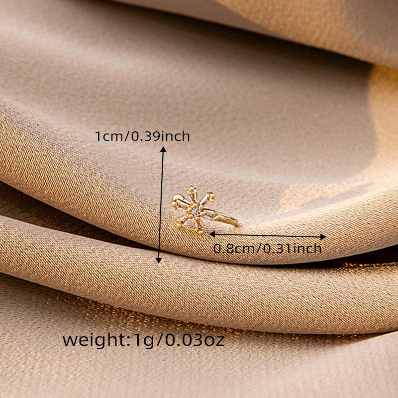 Nose accessory with non perforated U-shaped nose clip and micro inlaid zircon heart lightning crown nose nail made of copper material, easy to wear