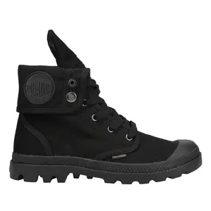 Palladium Womens Baggy Round Toe Lace Up Casual Boots Ankle Low Heel 1-2" - Black