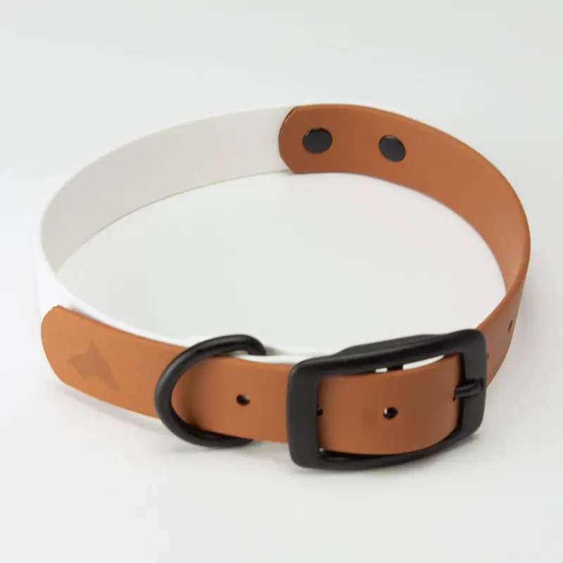 Dual-Tone BioThane Dog Collar in White & Brown