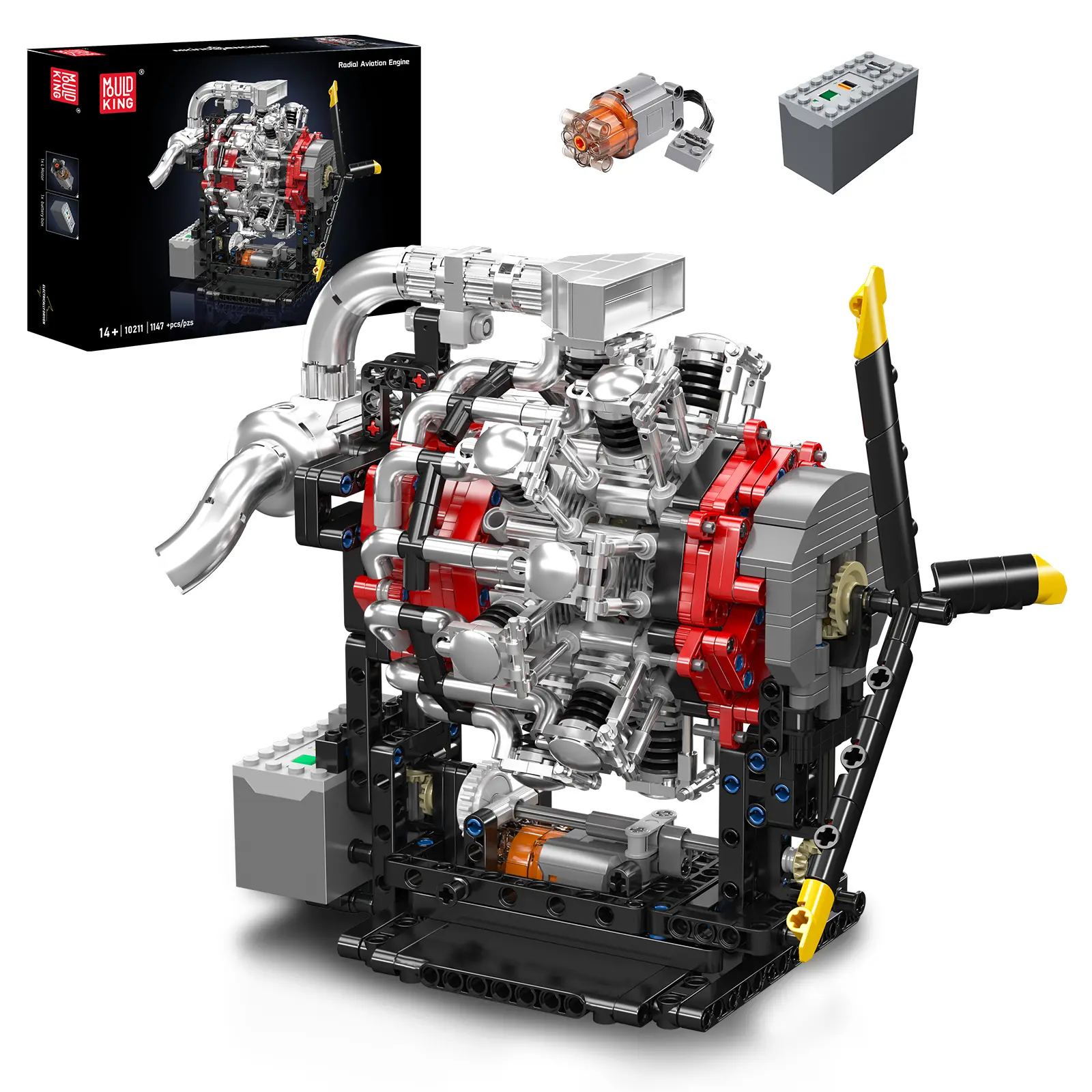 Mould King 10211 Running Radial Aircraft Engine Motor Assembly Blocks Set, 1147-Piece Building Display Item (Toys & Hobbies, Classic & Novelty Building Toys), Building Blocks Sets, Brick Kit