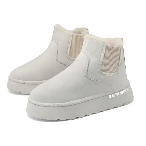 Women's Platform Cute Ankle Boots Warm Fluffy Fuzzy Lining  Slip On Water Resistant Winter Snow Boot Slipper House Outdoor Indoor Shoes for Ladies Gift