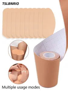 A roll of invisible multifunctional breast lift tape and thigh anti-chafing patch set, with strong adhesive lifting and covering pieces suitable for weddings, formal occasions, and daily life—secure hold, seamless wear, compatible with A to E cup sizes—br