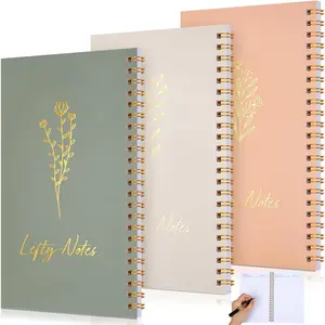 Small 3 count Left Handed Notebook 8 x 5 Inch Small Lefty Spiral Notebooks Wire Bound Paper Journal for College Subject Office Worker Supplies Easier Use, 100 Page(Soft Color)