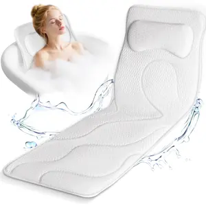 Bath Pillow for Bathtub Full Body Mat & Cushion Headrest for Women and Men Luxury Pillows for Neck and Back in Shower Tub or Jacuzzi Powerful Suction Cups Spa Accessories