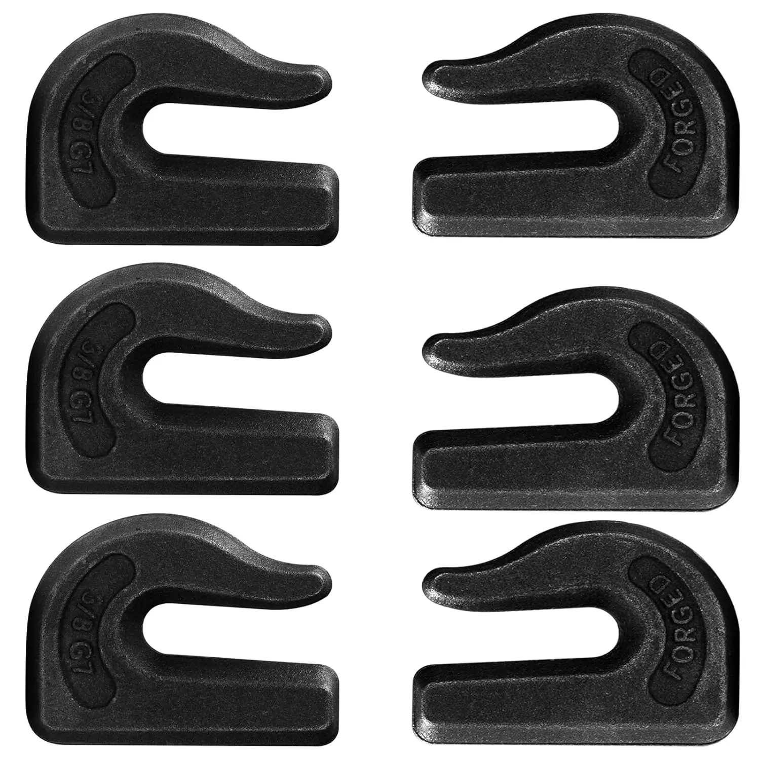 6 count Weld-On Chain Hook, 3/8 Inch Grade 70 Clevis Grab Hooks for Tractor Bucket, Heavy Duty Grab Hook Weldable for Chain Pulling and Lifting, Forged Steel Weld Hooks for Rigging/Forklift Trailer