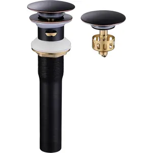 Pop up Sink Drain Stopper with Overflow Oil Rubbed Bronze for Bathroom Vessel Vanity Sink Art BasinBig Cap Sink Drain with Overflow, Metal Pop-up Drain Strainer with Detachable Basket Stopper