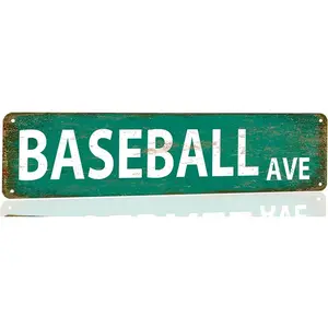 Baseball Decor Baseball Ave Signs Vintage Metal Tin Sign Baseball Street Sign Baseball Decor For Boys Room Baseball Ave Theme Party baseball Wall Decorations 4x16 Inches