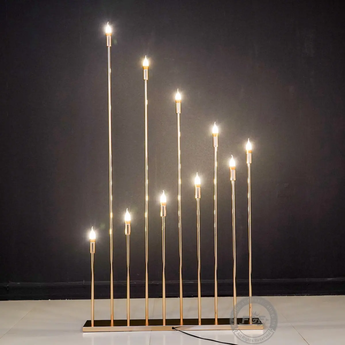 Set of 2 | 10-Head Golden Reed Led Lights,Led stand,Wedding stand