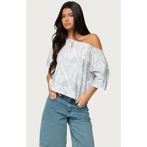 Edikted Women's Davida Off Shoulder Camo Top