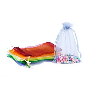200 Sheer Organza Bags for Wedding Party Favor Bags - Small Mesh Bags Drawstring Pouch Sachet Bags Jewelry Bags for Small Business 4 X 6 Inches Mixed Color