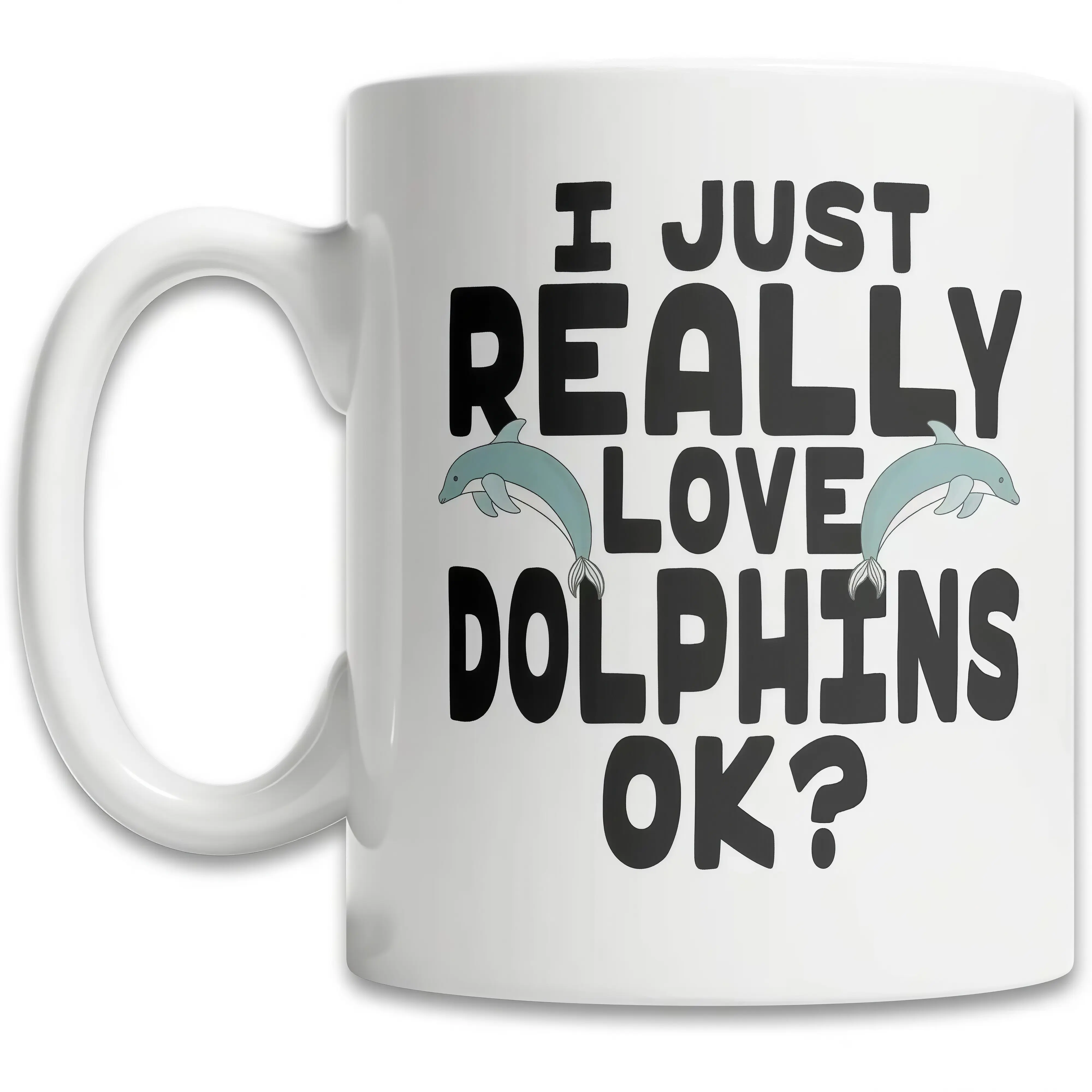 Dolphin Lover's Delight: 11oz Ceramic Coffee Mug with Cute Dolphin Design - Perfect for Coffee, Tea & Hot Beverages, Dolphin Decor