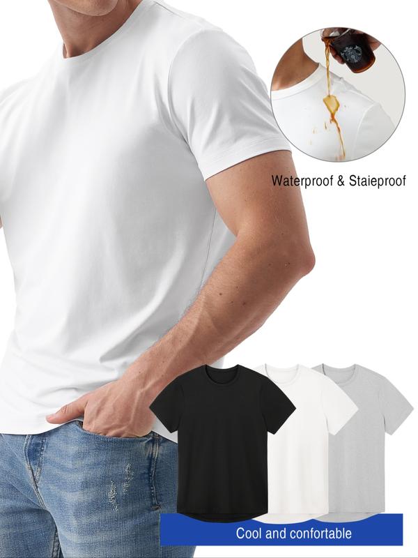 1/3pc Technology Waterproof Stain Oil-Resistant Lightweight T-Shirt, Men's Casual Versatile Shirt in Multiple Colors 1/3pc Technology Waterproof Stain Oil-Resistant Lightweight T-Shirt, Men's Casual Versatile Shirt in Multiple Colors