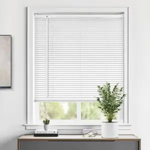 Cordless 1" Vinyl Mini Blinds for Indoor Windows - Light Filtering Horizontal Blinds & Shades, 21" W x 36" H, White