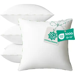 Throw Pillow Inserts (Pack of 4, 18 x 18 Inches, White) -   Virgin Fiber Square Form Microfiber Throw Pillows for Bed and Couch Pillows | Indoor rative Pillow