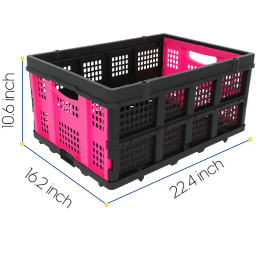 60L Portable Collapsible Storage Crate (Pink)