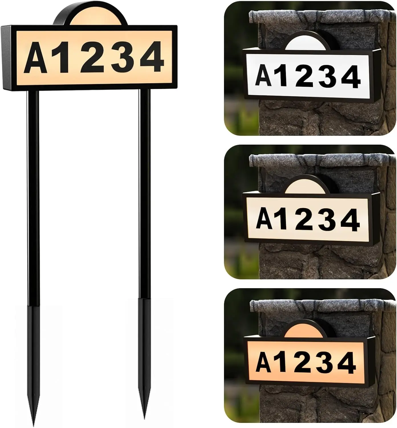 Quntis LED Solar Light Address Signs Signage Waterproof House Numbers for Outside Light Up Address Plaque Wall Mounted In Ground Decoration Items 3 Color Modes 20 Hours Illumination solar outdoor lights