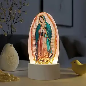 1pc 50 options to choose from-USB-Powered LED Religious Night Light with Jesus Christ Icon-Automatic On/Off, Soft Glow for Prayer Rooms, Altars, Bedrooms - Christian Home Decor, Church, or Desk Lamp-Ideal Spiritual Gift for Orthodox, Catholic, Protestant